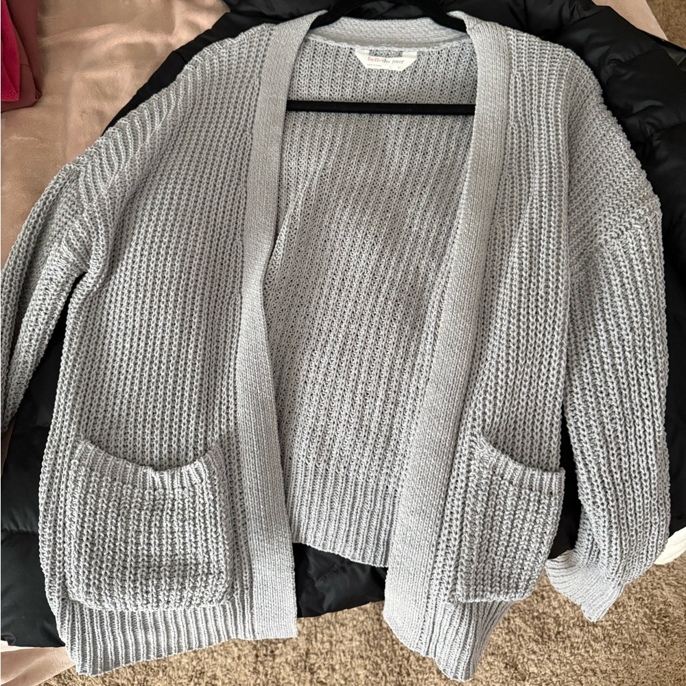Belle Du Jour Light Gray Women's Cardigan